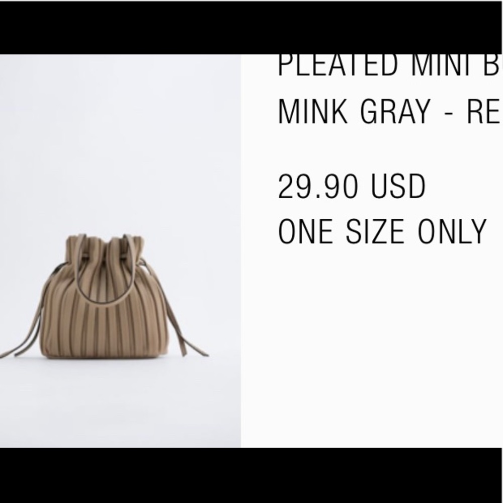 Pleated mini bucket bag. NWOT.